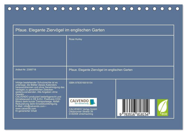 Produktbild: Pfaue. Elegante Zierv&ouml;gel im englischen Garten (Tischkalender 2027 DIN A5 quer), CALVENDO Monatskalender