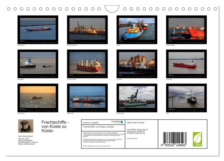 Produktbild: Frachtschiffe -von K&uuml;ste zu K&uuml;ste- (Wandkalender 2026 DIN A4 quer), CALVENDO Monatskalender