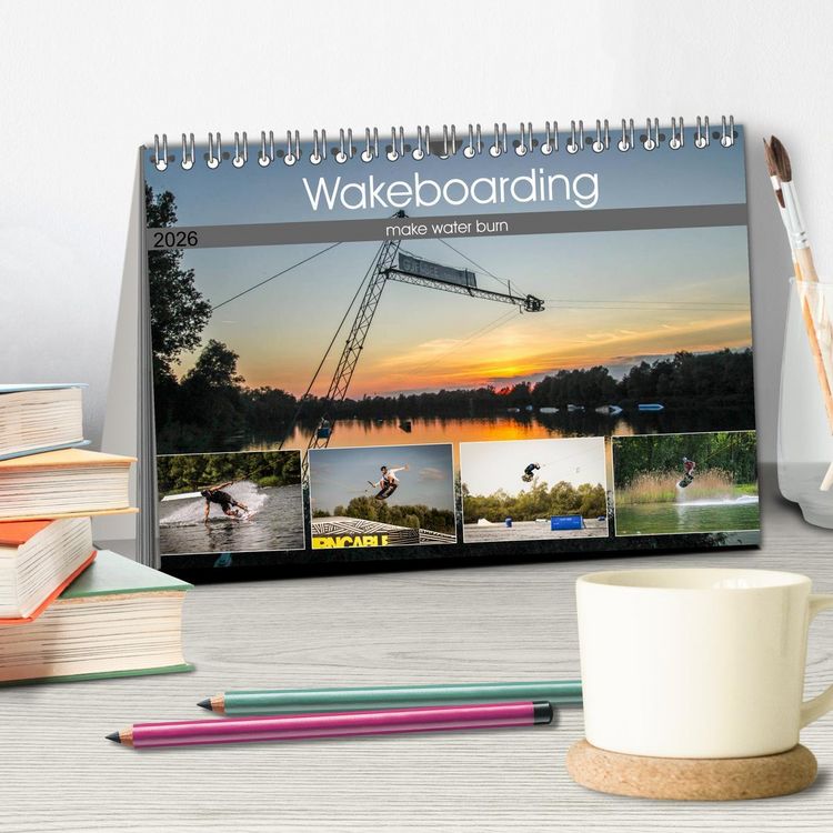 Produktbild: Wakeboarding - make water burn (Tischkalender 2026 DIN A5 quer), CALVENDO Monatskalender