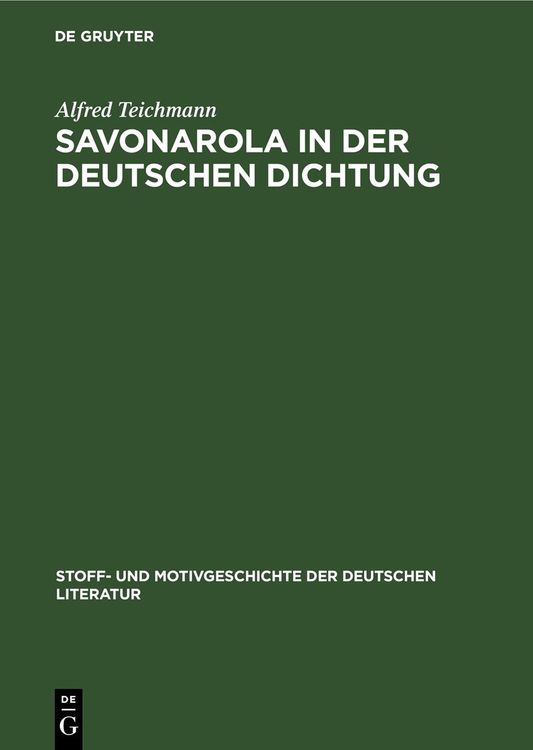 Produktbild: Savonarola in der Deutschen Dichtung