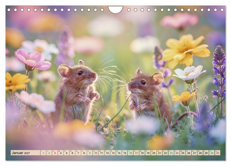 Produktbild: Niedliche Feldm&auml;use in Pastellfarben (Wandkalender 2027 DIN A4 quer), CALVENDO Monatskalender