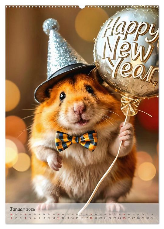 Produktbild: Hamster im Feiertagsfieber - Ein Jahr voller Flausch und Freude (hochwertiger Premium Wandkalender 2026 DIN A2 hoch), Kunstdruck in Hochglanz