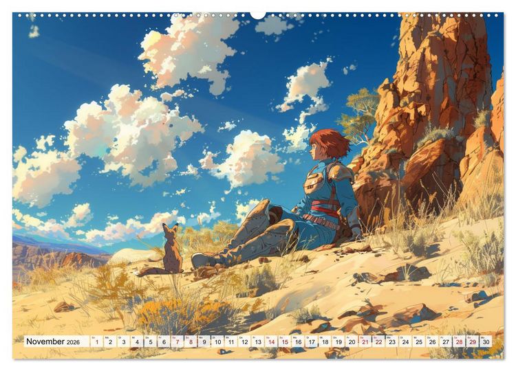 Produktbild: Begegnungen im Anime Zauberland (hochwertiger Premium Wandkalender 2026 DIN A2 quer), Kunstdruck in Hochglanz