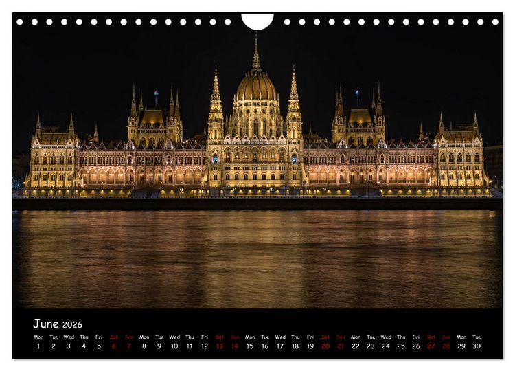 Produktbild: Danube River Nightlights (Wall Calendar 2026 DIN A4 landscape), CALVENDO 12 Month Wall Calendar