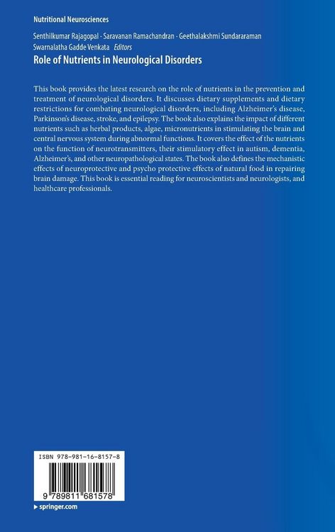 Produktbild: Role of Nutrients in Neurological Disorders
