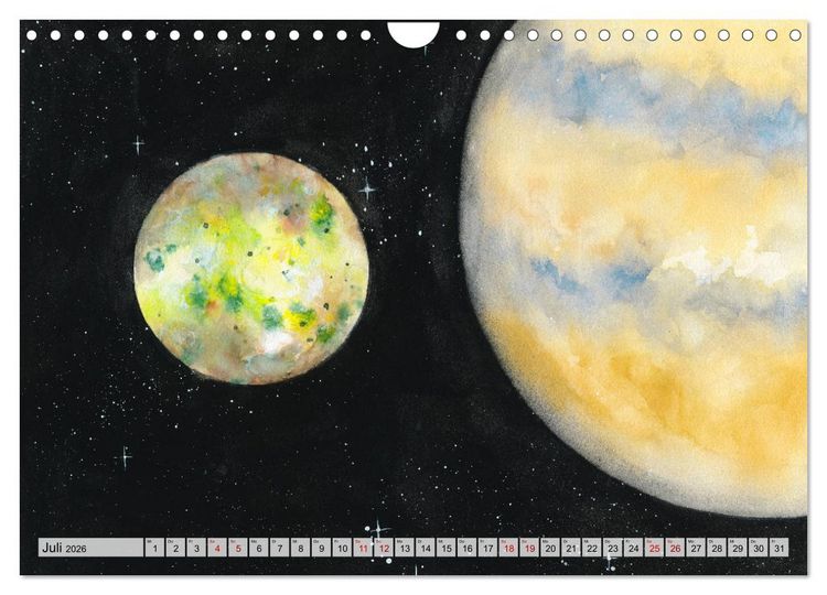 Produktbild: Gemaltes Weltall (Wandkalender 2026 DIN A4 quer), CALVENDO Monatskalender