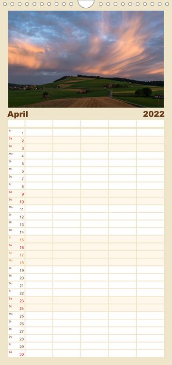 Produktbild: Familienplaner Goldene Stunde - Landschaftsbilder der Schweiz (Wandkalender 2022 , 21 cm x 45 cm, hoch)