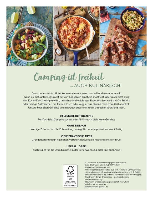 Produktbild: Camping-Blitzrezepte &bull; 60 Gerichte f&uuml;r einen entspannten Urlaub