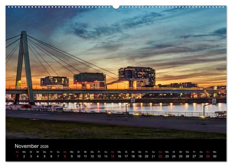 Produktbild: K&ouml;ln bei Nacht - dunkelbunte Stadt (hochwertiger Premium Wandkalender 2026 DIN A2 quer), Kunstdruck in Hochglanz