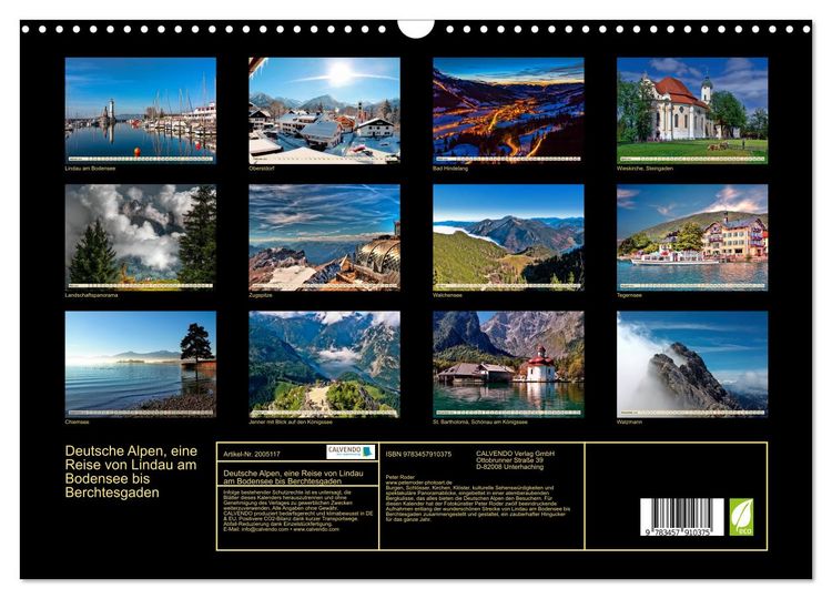 Produktbild: Deutsche Alpen, eine Reise von Lindau am Bodensee bis Berchtesgaden (Wandkalender 2026 DIN A3 quer), CALVENDO Monatskalender