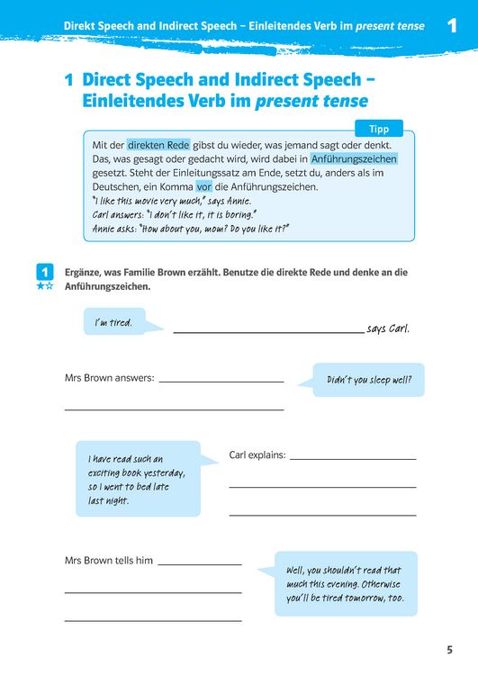 Produktbild: Klett 10-Minuten-Training Englisch Direct Speech - Indirect Speech 7./8. Klasse