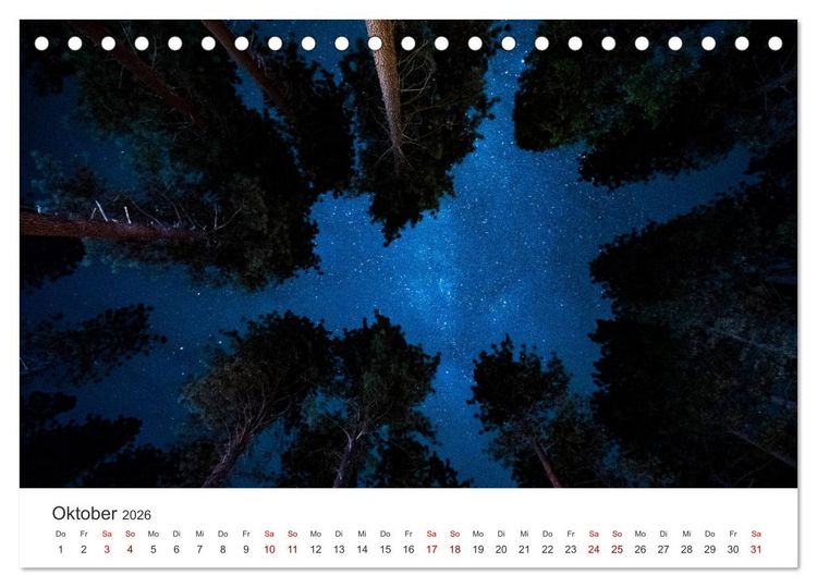 Produktbild: Nachthimmel - Unfassbare Fotografien der Sterne. (Tischkalender 2026 DIN A5 quer), CALVENDO Monatskalender