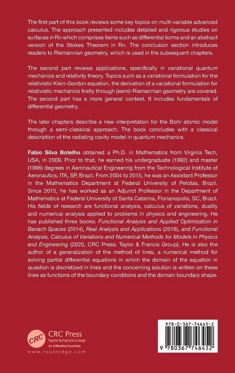 Produktbild: Advanced Calculus and its Applications in Variational Quantum Mechanics and Relativity Theory