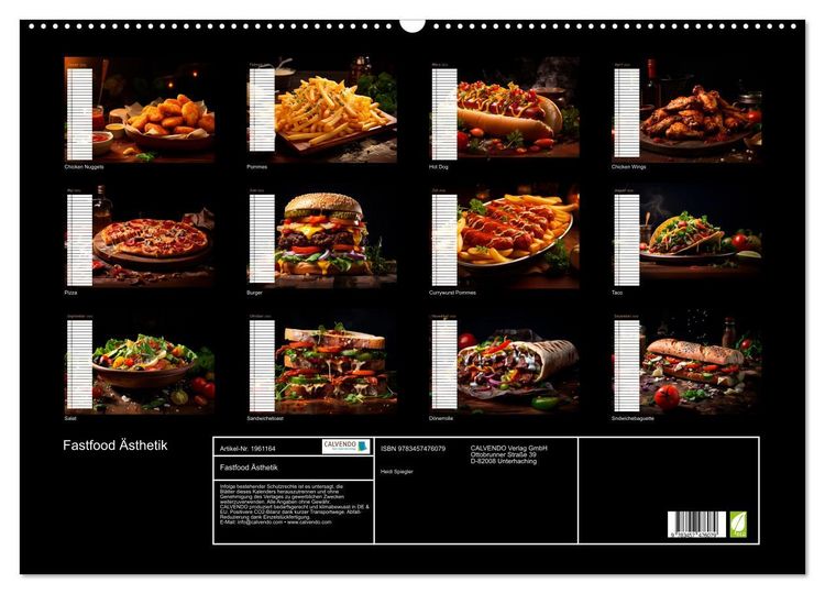 Produktbild: Fastfood &Auml;sthetik (Wandkalender 2026 DIN A2 quer), CALVENDO Monatskalender