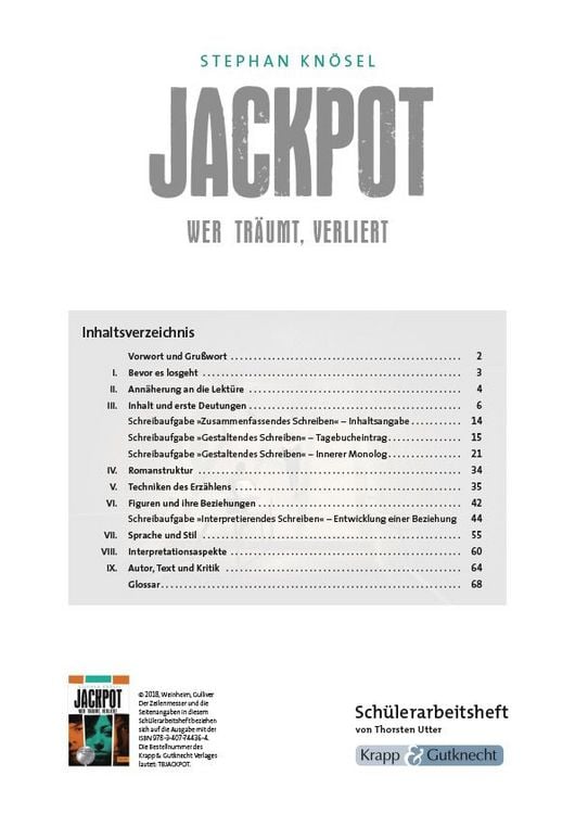 Produktbild: Jackpot &ndash; Wer tr&auml;umt, verliert &ndash; Stephan Kn&ouml;sel &ndash; Sch&uuml;lerarbeitsheft