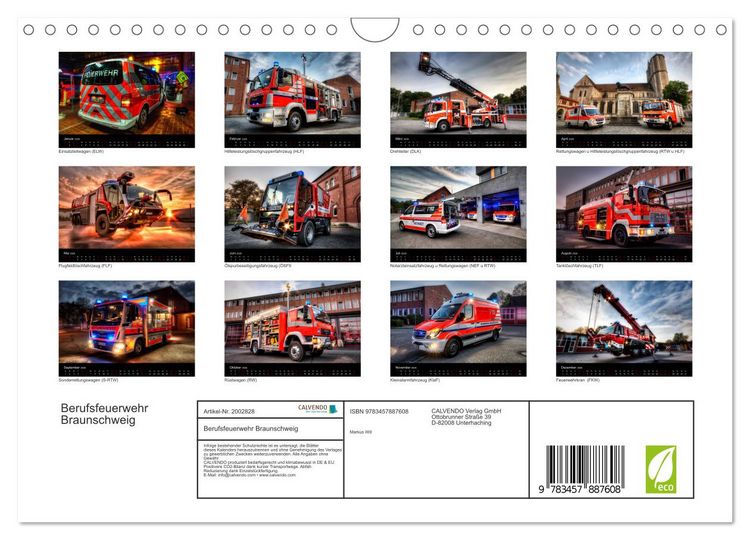 Produktbild: Berufsfeuerwehr Braunschweig (Wandkalender 2026 DIN A4 quer), CALVENDO Monatskalender