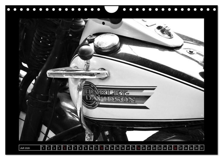 Produktbild: Harley Davidson WLA 750 in Schwarzweiss (Wandkalender 2026 DIN A4 quer), CALVENDO Monatskalender