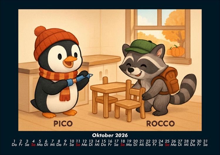 Produktbild: Pico & Rocco bauen ein Haus 2026 Fotokalender DIN A4
