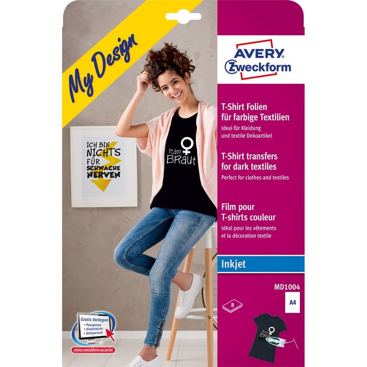 Produktbild: AVERY Zweckform Textilfolien f&uuml;r farbige/dunkle Textilien DIN A4 8 St&uuml;ck