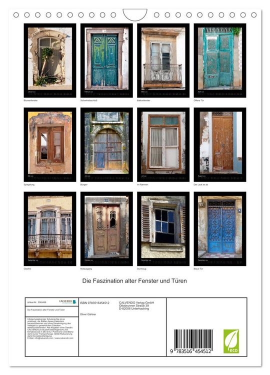 Produktbild: Die Faszination alter Fenster und T&uuml;ren (Wandkalender 2026 DIN A4 hoch), CALVENDO Monatskalender