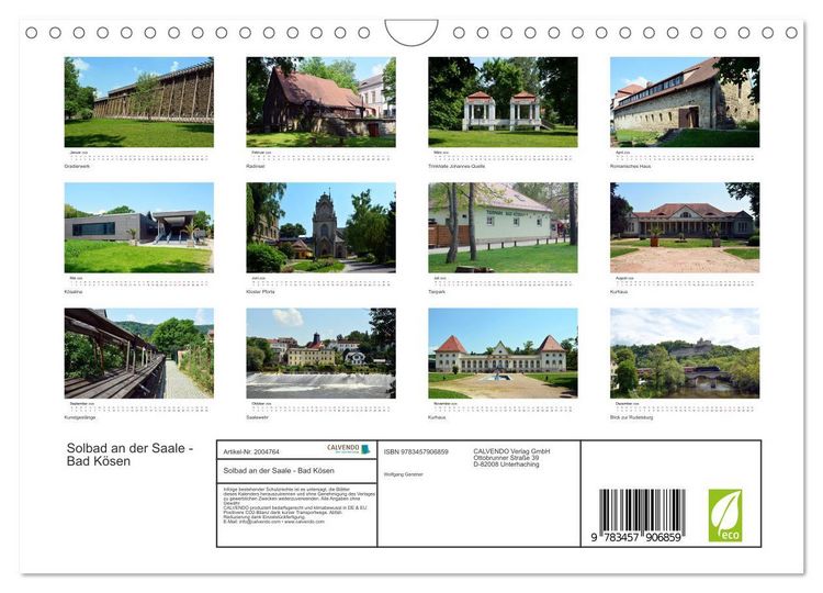 Produktbild: Solbad an der Saale - Bad K&ouml;sen (Wandkalender 2026 DIN A4 quer), CALVENDO Monatskalender
