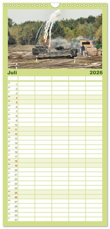 Produktbild: Familienplaner 2026 - Panzerstahl auf der Heide &ndash; Das Heer legt wieder los mit 5 Spalten (Wandkalender, 21 x 45 cm) CALVENDO