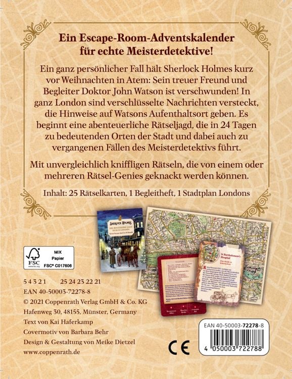 Produktbild: Sherlock Holmes, Krimi-Escape-AdventsSchachtelspiel