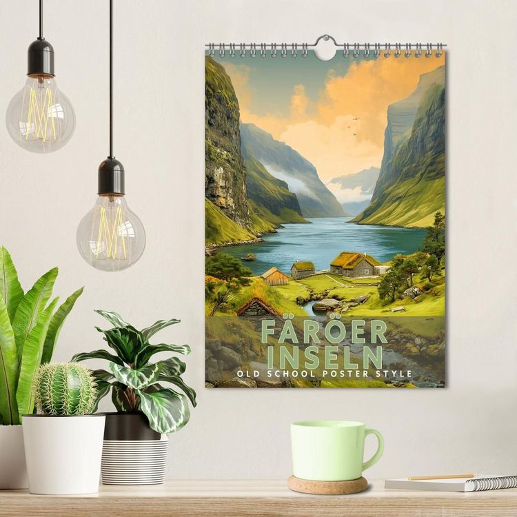 Produktbild: F&auml;r&ouml;er Inseln - Old School Poster Style (Wandkalender 2027 DIN A4 hoch), CALVENDO Monatskalender