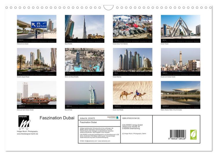 Produktbild: Faszination Dubai (Wandkalender 2026 DIN A3 quer), CALVENDO Monatskalender