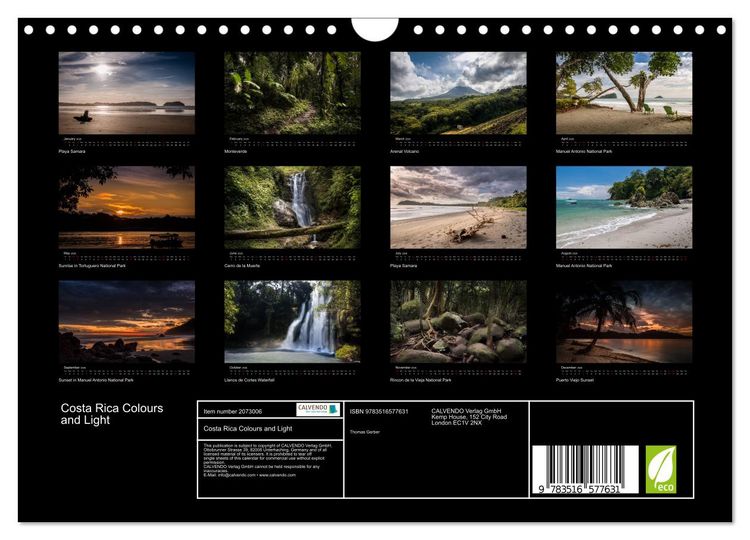 Produktbild: Costa Rica Colours and Light (Wall Calendar 2026 DIN A4 landscape), CALVENDO 12 Month Wall Calendar