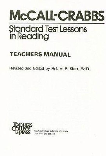 Produktbild: McCall-Crabbs Standard Test Lessons in Reading, Teachers Manual/Answer Key