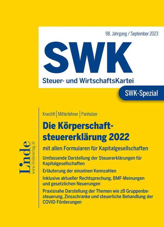Bild vom Artikel SWK-Spezial Die Körperschaftsteuererklärung 2022 vom Autor Markus Knechtl