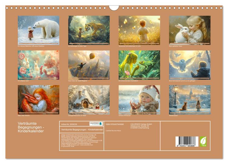 Produktbild: Vertr&auml;umte Begegnungen - Kinderkalender (Wandkalender 2026 DIN A3 quer), CALVENDO Monatskalender
