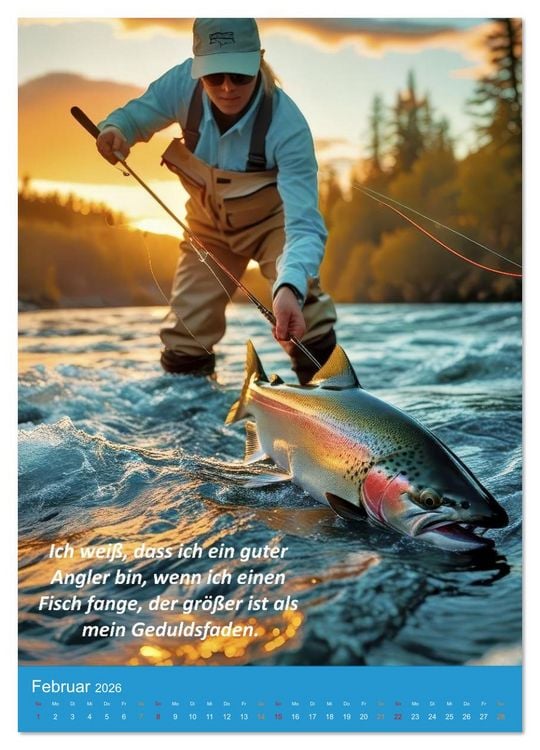 Produktbild: Fliegenfischen am Fluss (hochwertiger Premium Wandkalender 2026 DIN A2 hoch), Kunstdruck in Hochglanz