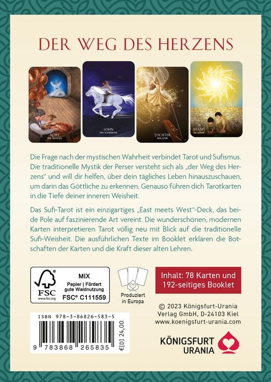 Produktbild: Sufi-Tarot - Der Weg des Herzens: 78 Tarotkarten mit Anleitung