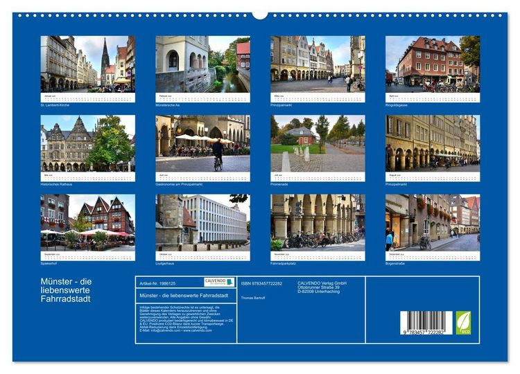 Produktbild: M&uuml;nster - die liebenswerte Fahrradstadt (hochwertiger Premium Wandkalender 2026 DIN A2 quer), Kunstdruck in Hochglanz