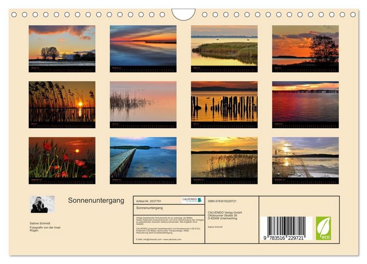 Produktbild: Sonnenuntergang (Wandkalender 2026 DIN A4 quer), CALVENDO Monatskalender