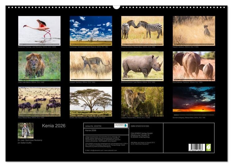 Produktbild: Kenia 2026 (Wandkalender 2026 DIN A2 quer), CALVENDO Monatskalender