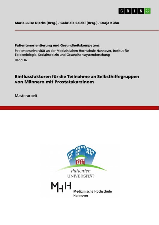 Produktbild: Einflussfaktoren f&uuml;r die Teilnahme an Selbsthilfegruppen von M&auml;nnern mit Prostatakarzinom