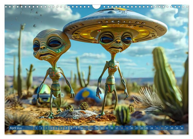Produktbild: Aliens auf Erden - Kosmische Touristen auf Expedition (Wandkalender 2026 DIN A3 quer), CALVENDO Monatskalender