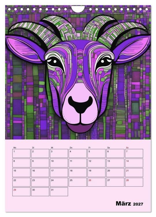 Produktbild: Farbenfrohe Tiermalerei (Wandkalender 2027 DIN A4 hoch), CALVENDO Monatskalender