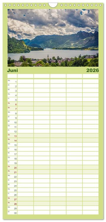 Produktbild: Familienplaner 2026 - Seen - Berge - Salzkammergut mit 5 Spalten (Wandkalender, 21 x 45 cm) CALVENDO
