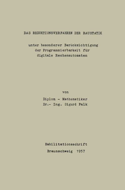 Produktbild: Das Reduktionsverfahren der Baustatik