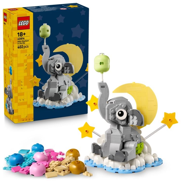 Produktbild: LEGO 40814 Schwebender Baby-Elefant, Wohn-Deko, Geschenk zum Ausstellen f&uuml;r frischgebackene Eltern