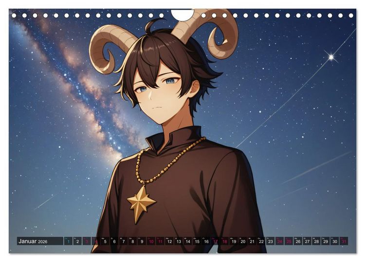 Produktbild: Manga Kalender Sternzeichen (Wandkalender 2026 DIN A4 quer), CALVENDO Monatskalender