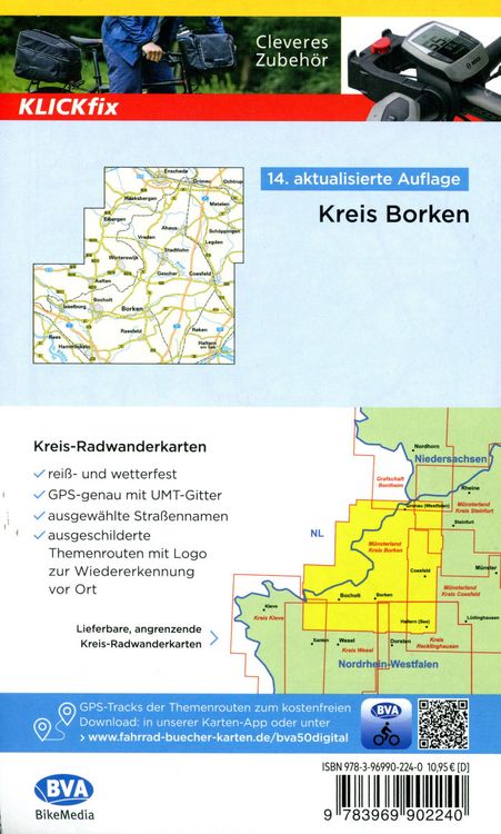 Produktbild: BVA Radwanderkarte Kreis Borken mit Knotenpunkten 1:50.000