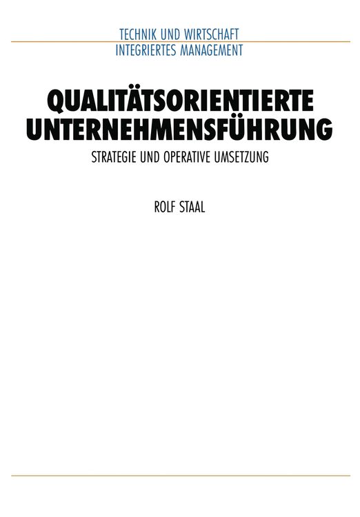 Produktbild: Qualit&auml;tsorientierte Unternehmensf&uuml;hrung