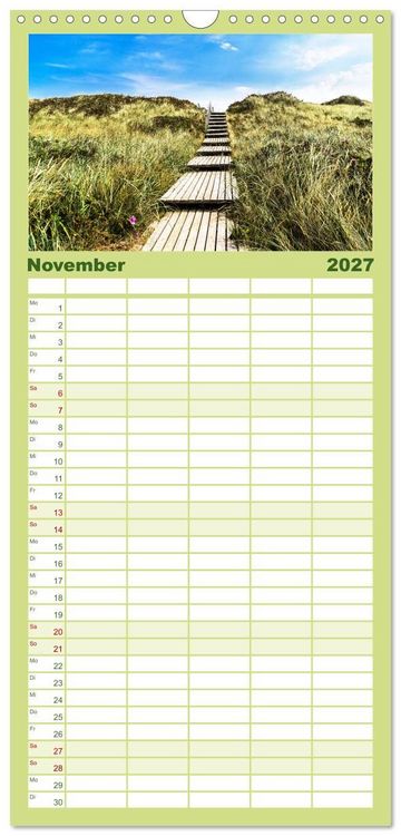 Produktbild: Familienplaner 2027 - SYLT D&uuml;nenwege mit 5 Spalten (Wandkalender, 21 x 45 cm) CALVENDO