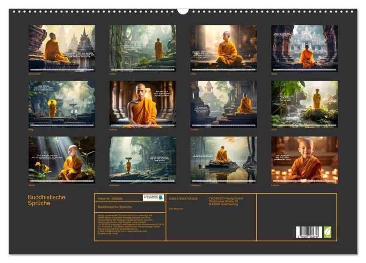 Produktbild: Buddhistische Spr&uuml;che (Wandkalender 2026 DIN A2 quer), CALVENDO Monatskalender