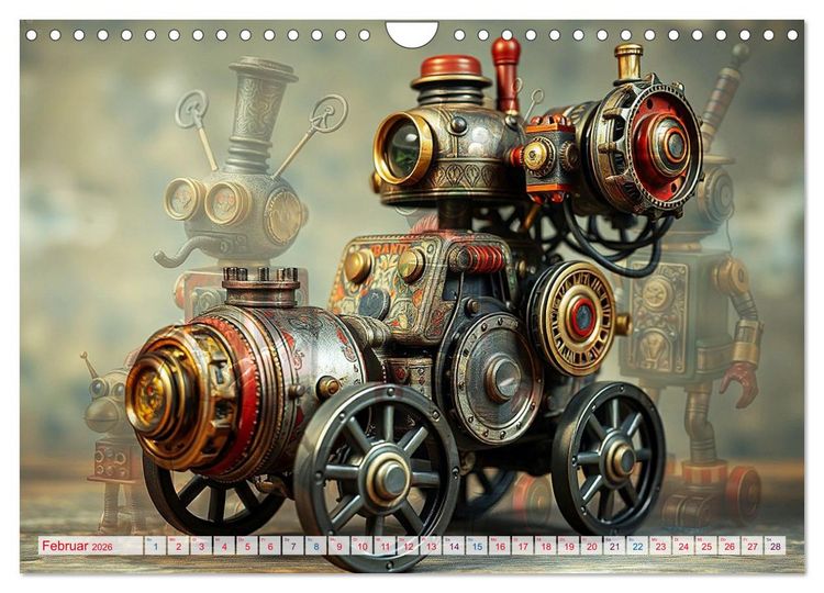 Produktbild: Mechanische Wunderwelten - Ein Jahr mit Steampunk Toys (Wandkalender 2026 DIN A4 quer), CALVENDO Monatskalender